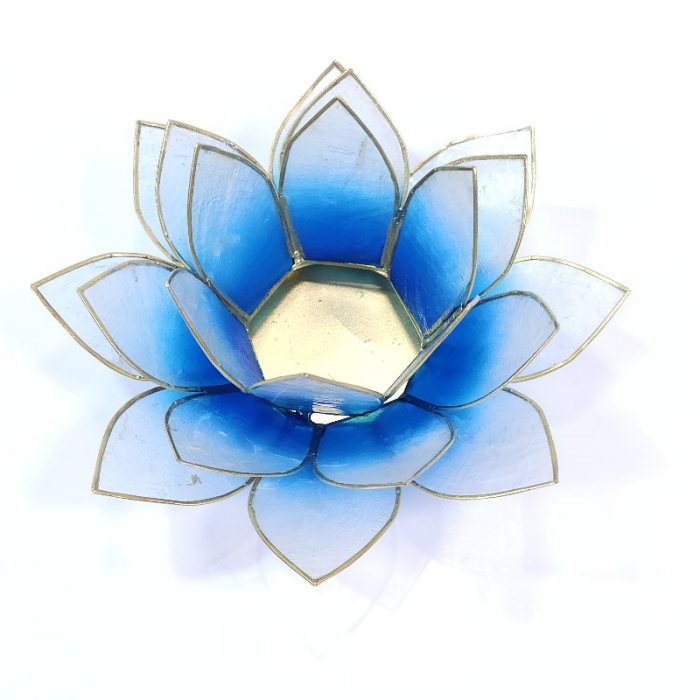 Lotus suport pentru lumânare din sidef albastru [2]