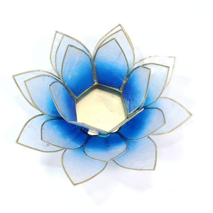 Lotus suport pentru lumânare din sidef albastru [3]