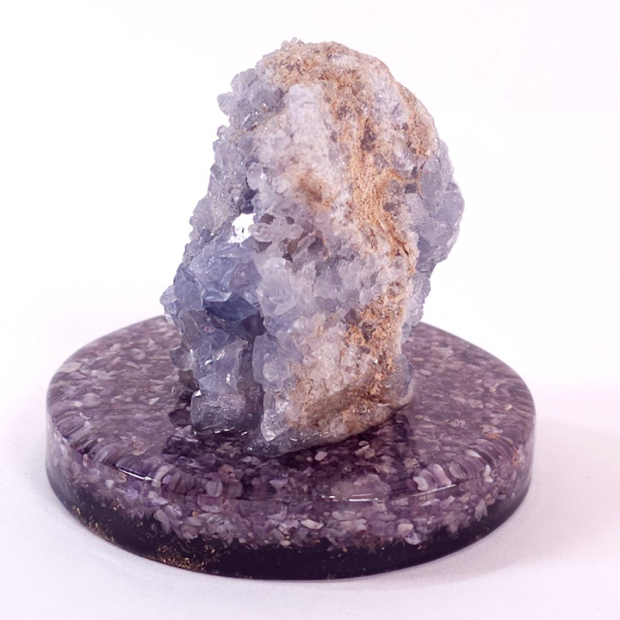 Celestit natural geoda pe suport orgon [2]