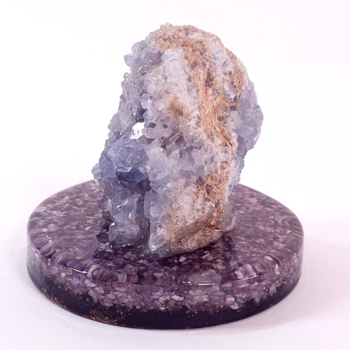 Celestit natural geoda pe suport orgon [4]