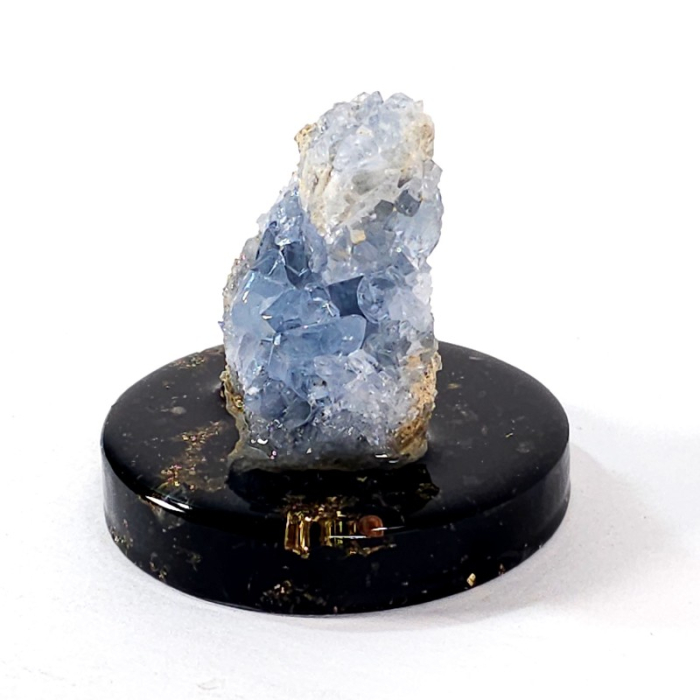 Celestina, cristal albastru pe disc orgonic cu turmalina [5]