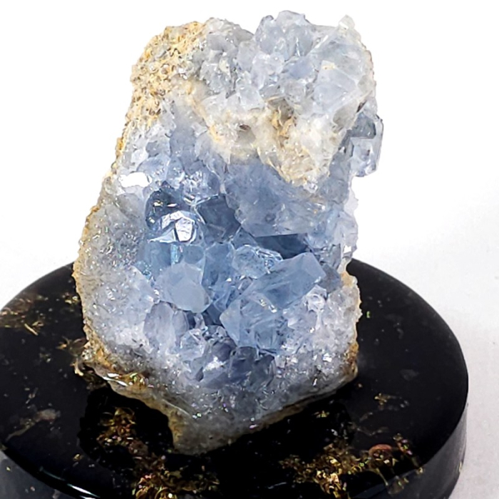 Celestina, cristal albastru pe disc orgonic cu turmalina [3]