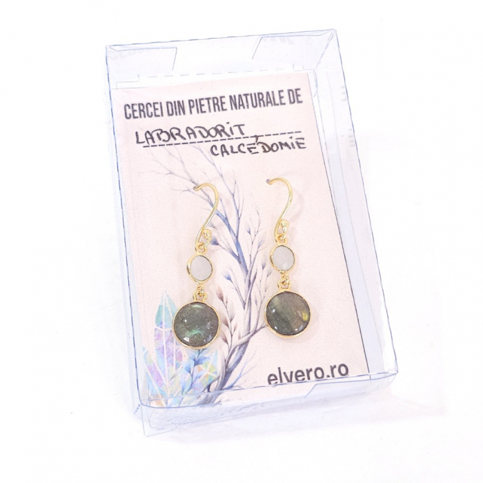 Cercei eleganti din pietre naturale labradorit si calcedonie [7]