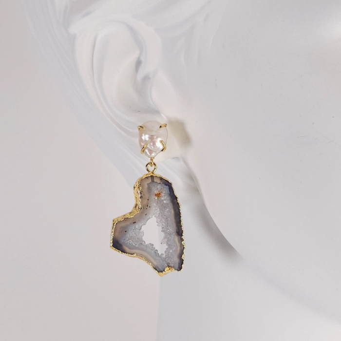 Cercei agat druzy si perle [5]