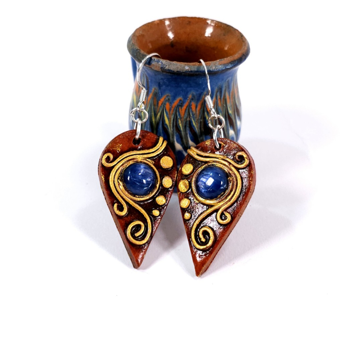 Cercei kyanit albastru lungi cu lut polimeric handmade Elvero [6]