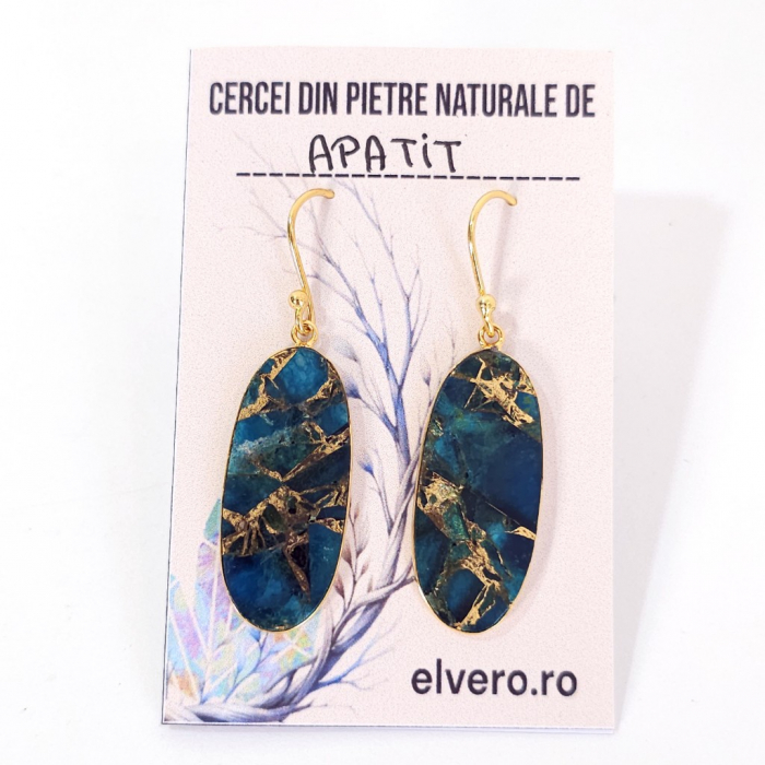 Cercei lungi pietre naturale apatit albastru [2]