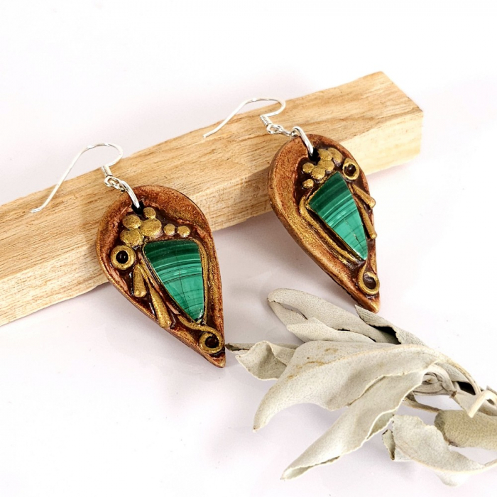 Cercei boho chic din lut copt cu pietre naturale [2]
