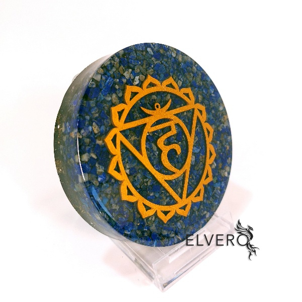 Chakra 5, Vishudda, disc orgonic 11 cm din pietre semipretioase [2]