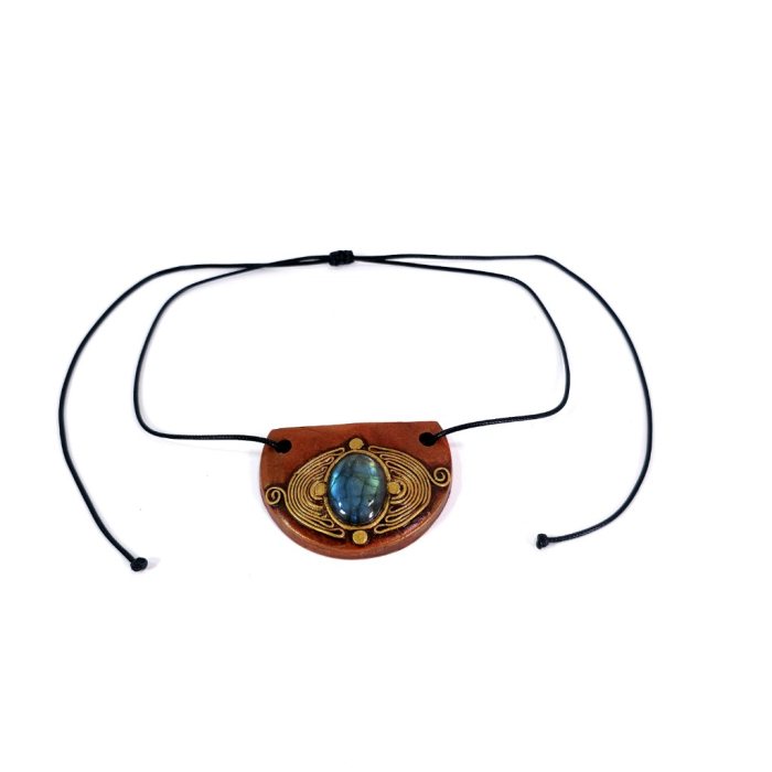 Pandantiv statement din labradorit și lut polimeric – design boho artistic handmade [8]
