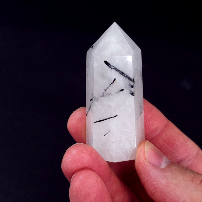 Obelisc din cristal de cuart cu turmalina neagra [2]