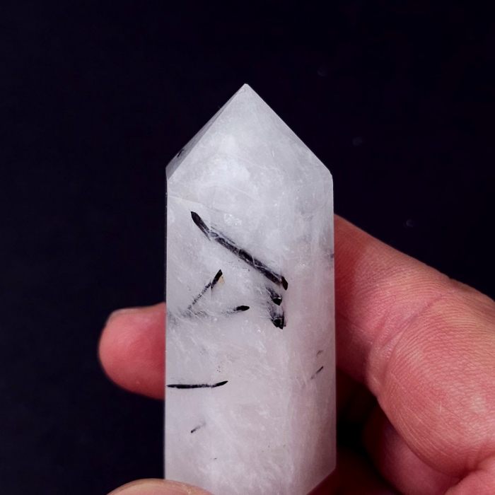 Obelisc din cristal de cuart cu turmalina neagra [4]