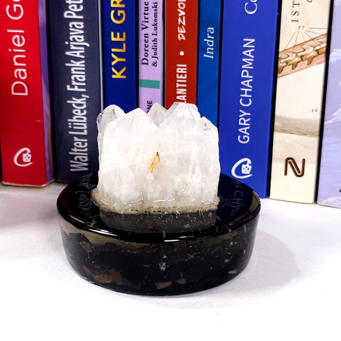 Esantion cristale cuart pe suport orgonic din turmalina neagra [2]