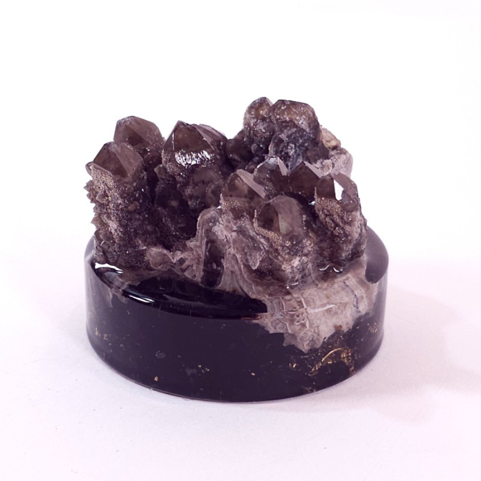 Esantion cristale cuart fumuriu pe suport turmalina neagra [4]