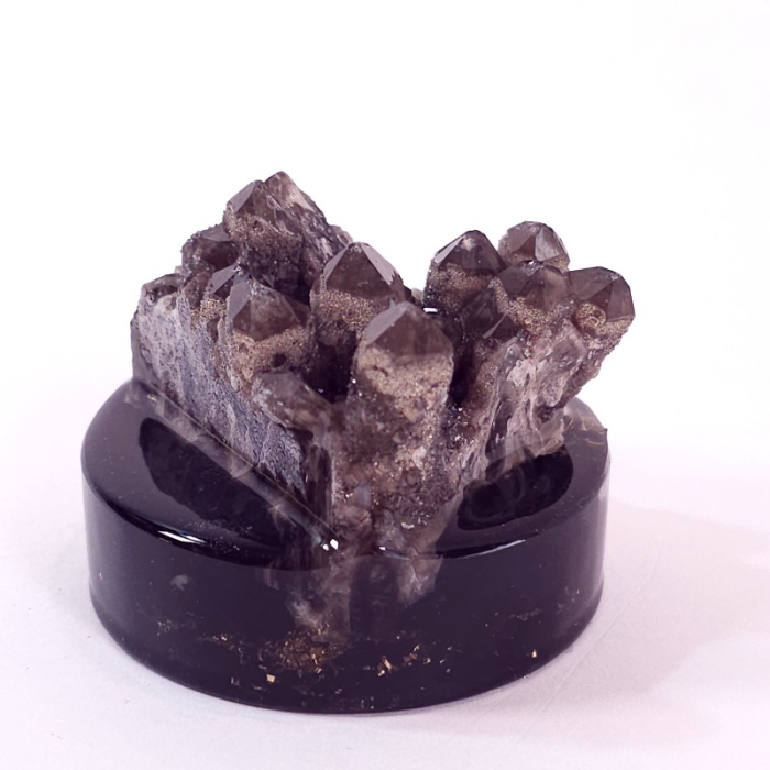 Esantion cristale cuart fumuriu pe suport turmalina neagra [3]