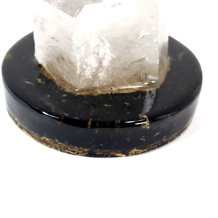 Cuart alb bagheta pe suport orgonic din turmalina neagra [4]