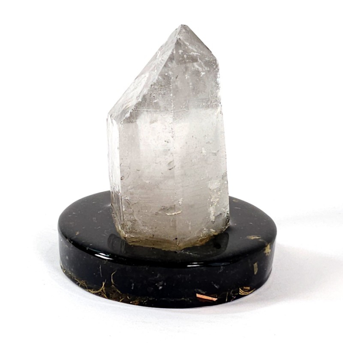 Cuart alb bagheta pe suport orgonic din turmalina neagra [6]