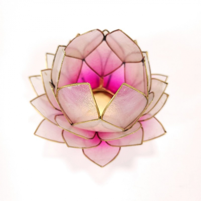 Suport elegant lotus roz pentru lumanari pastila [2]