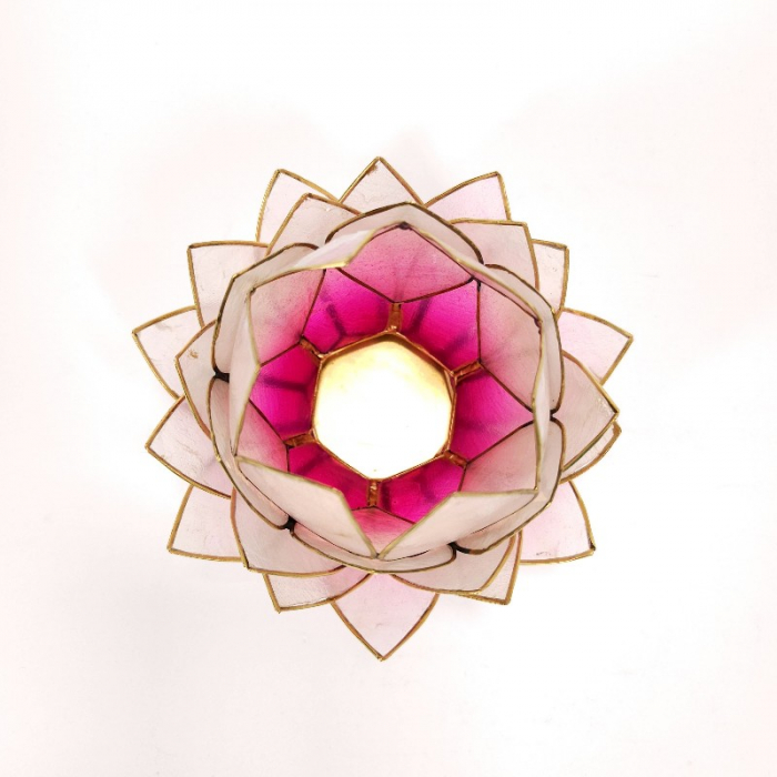 Suport elegant lotus roz pentru lumanari pastila [3]
