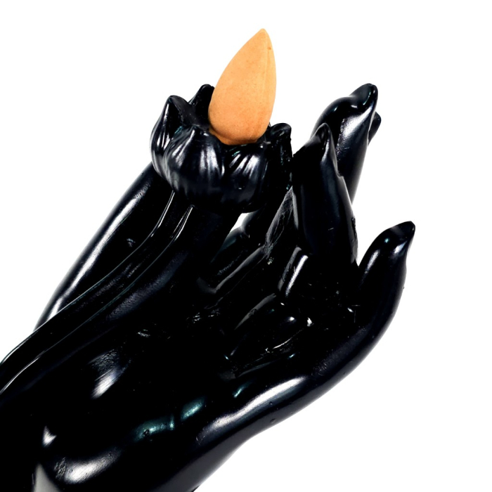 Candela ceramică backflow cu floare de lotus și figurină Buddha aurie – efect fum curgător [4]