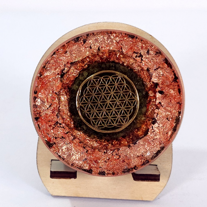 Disc orgon simbol Floarea Vieții decoratiune pietre naturale cu cupru [1]