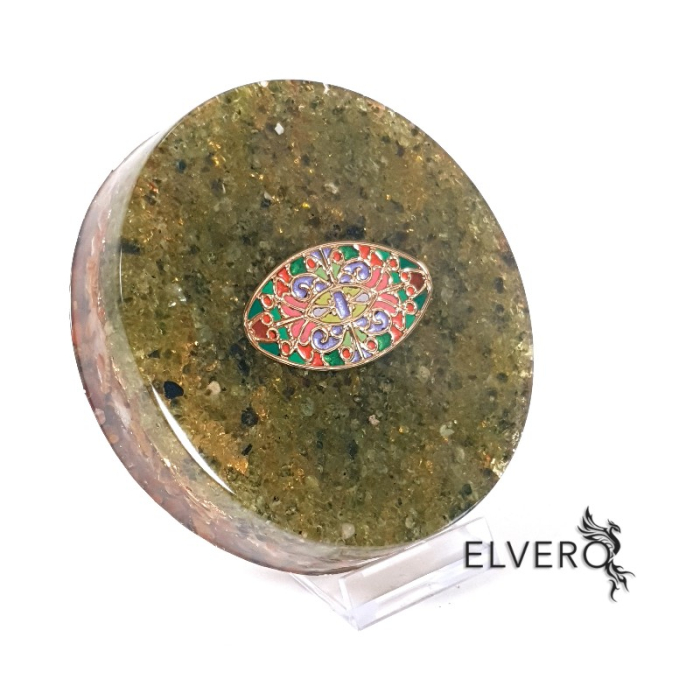 Disc orgon peridot cu mandala, 11 cm. Putere interioara [3]