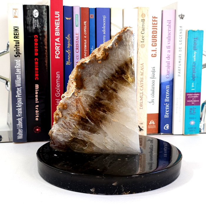 Sectiune din geoda citrin pe suport orgon cu turmalina [6]