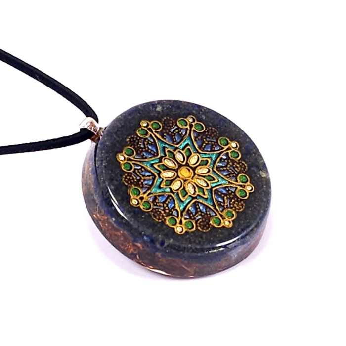 Pandantiv mandala lotus Nectar al Cunoașterii – pietre naturale, handmade [3]