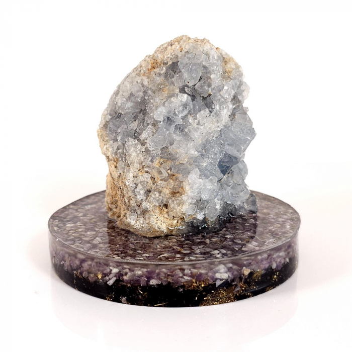 Celestit natural geoda pe suport orgon [8]