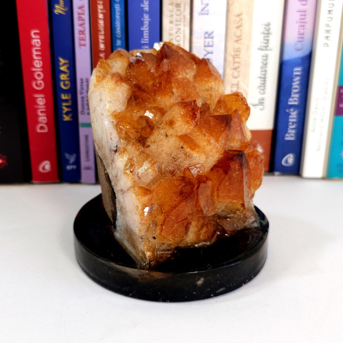 Citrin esantion unicat din geoda pe disc orgon cu turmalina [6]