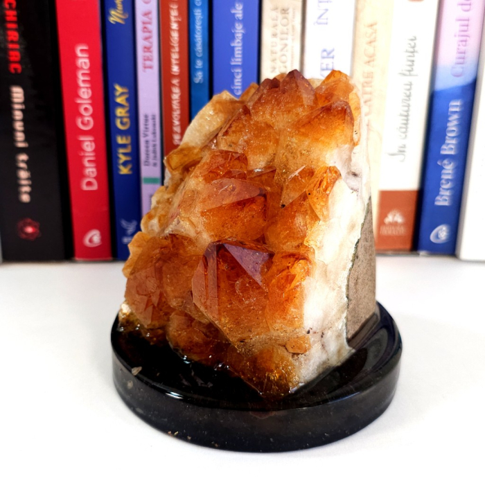 Citrin esantion unicat din geoda pe disc orgon cu turmalina [7]