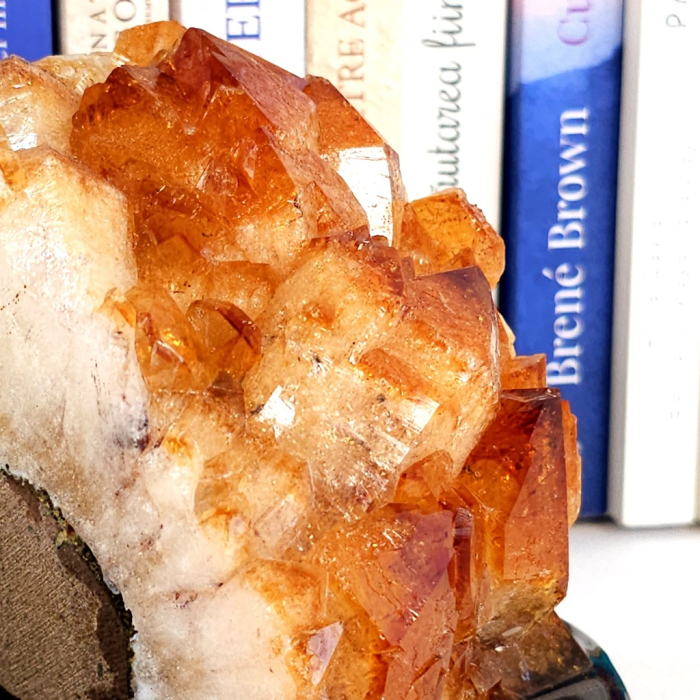 Citrin esantion unicat din geoda pe disc orgon cu turmalina [9]