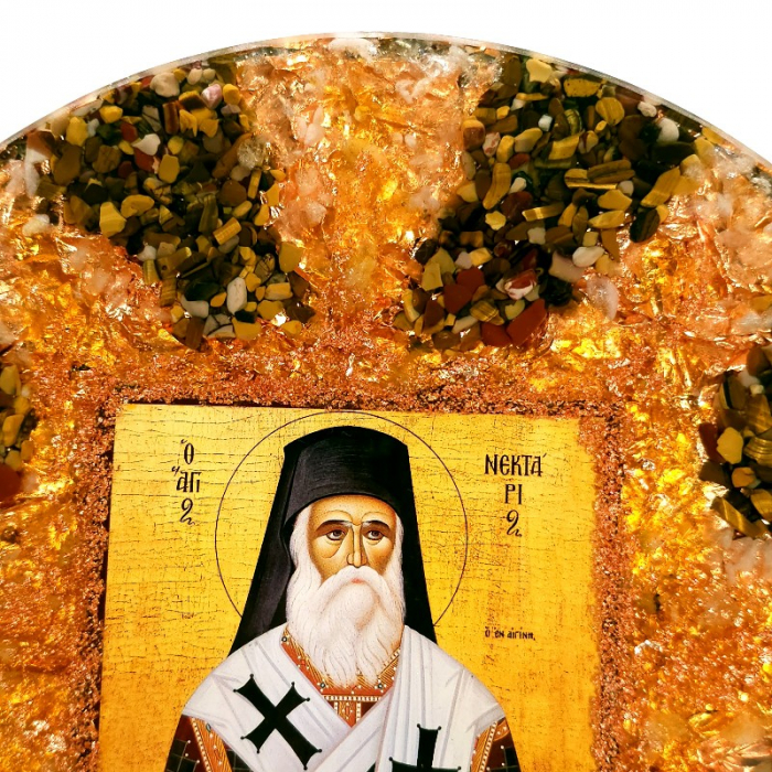 Sfantul Nectarie icoana orgon din pietre naturale [2]