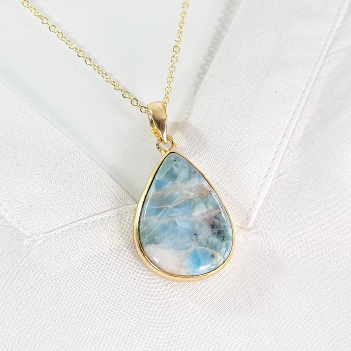 Bijuterie cu larimar natural placata cu aur [7]