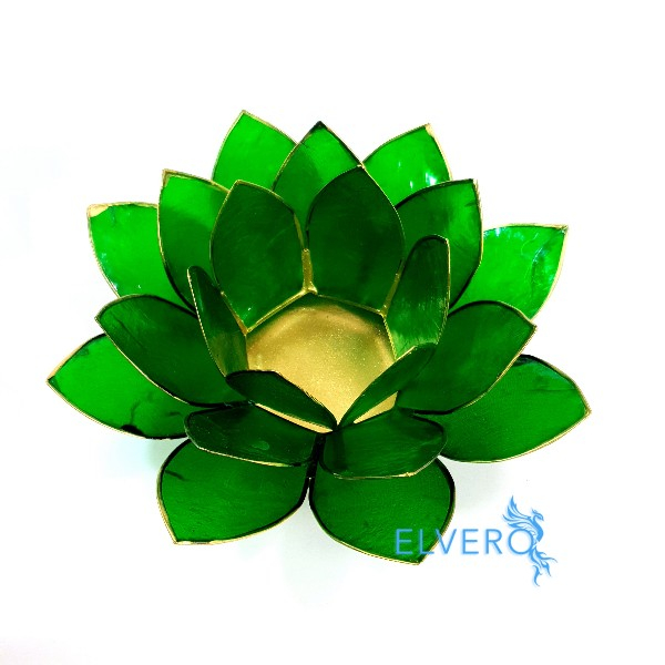 Lotus din sidef de culoare verde, suport lumanare [4]