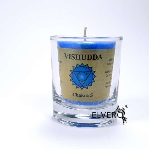 Lumânare chakra Vishuda, cu uleiuri esențiale de trandafir marocan, mușețel [2]
