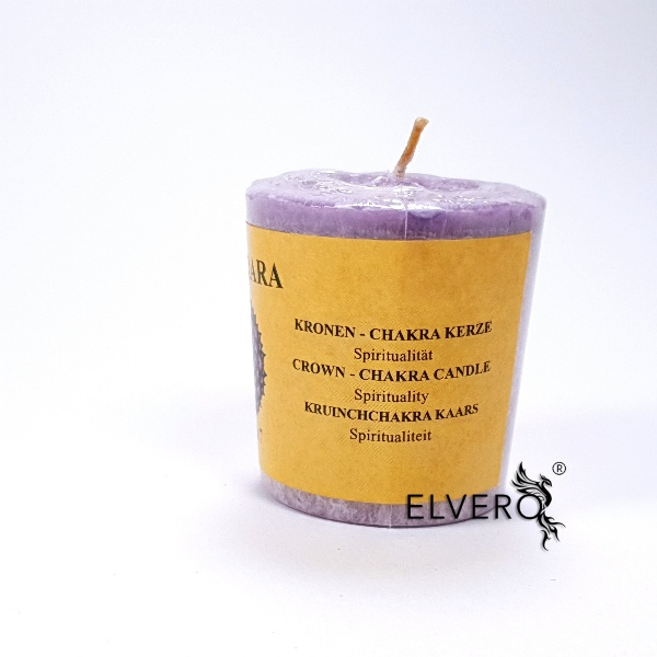Lumanare lila chakra Sahasrara, uleiuri esențiale de patchouli, tămâie și ceară naturală [2]