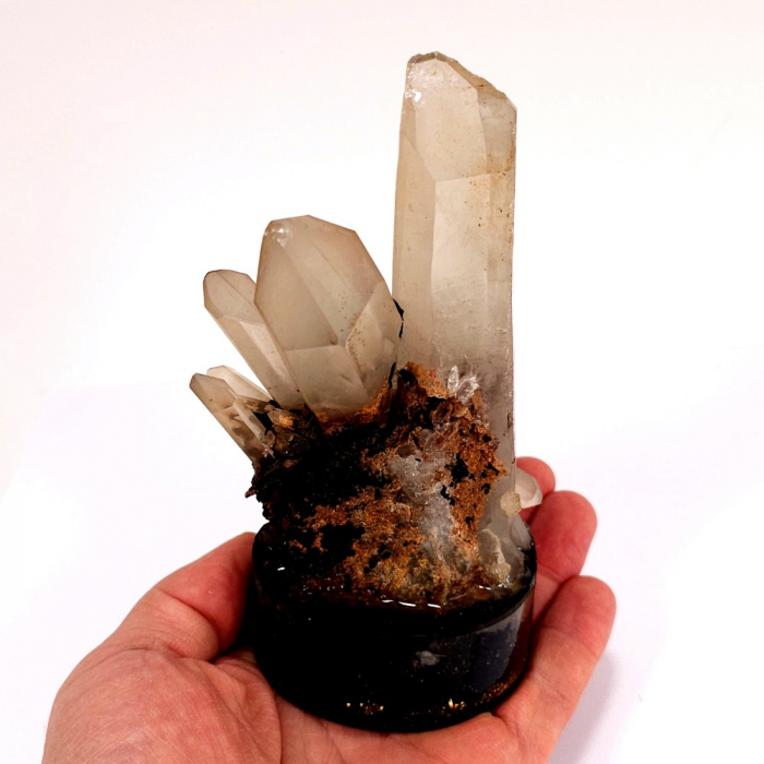 Cluster cristale cuart lemurian pe suport orgon turmalina [5]