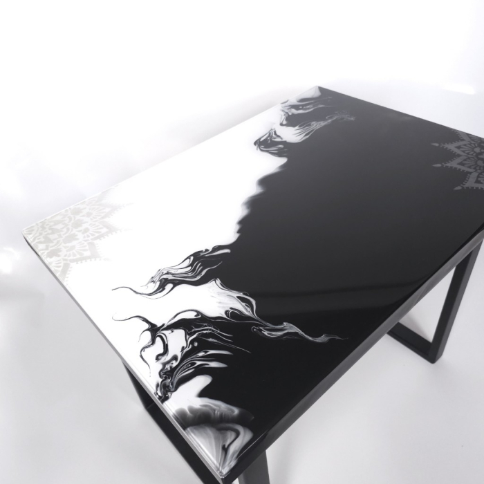 Măsuță de cafea din rășină cu pietre paturale semiprețioase [8]