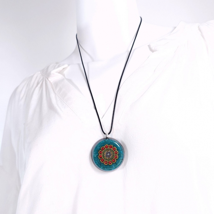 Medalion crisocola orgon cu mandala [6]