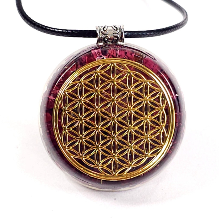 Medalion orgonic floarea vietii cu pietre naturale [2]