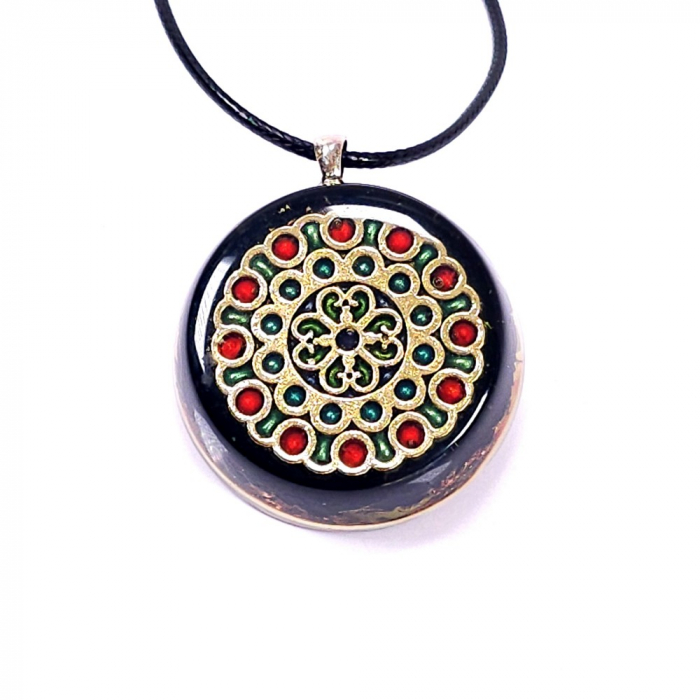 Medalion turmalina neagra cu mandala [2]