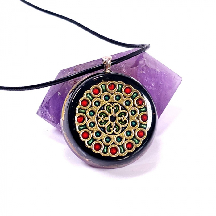 Medalion turmalina neagra cu mandala [4]