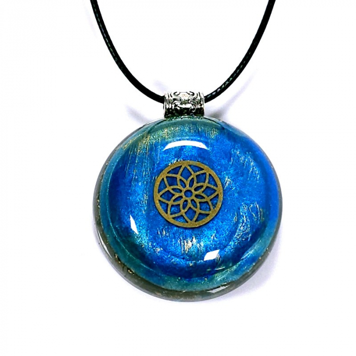 Medalion orgonic albastru cu mandala [2]