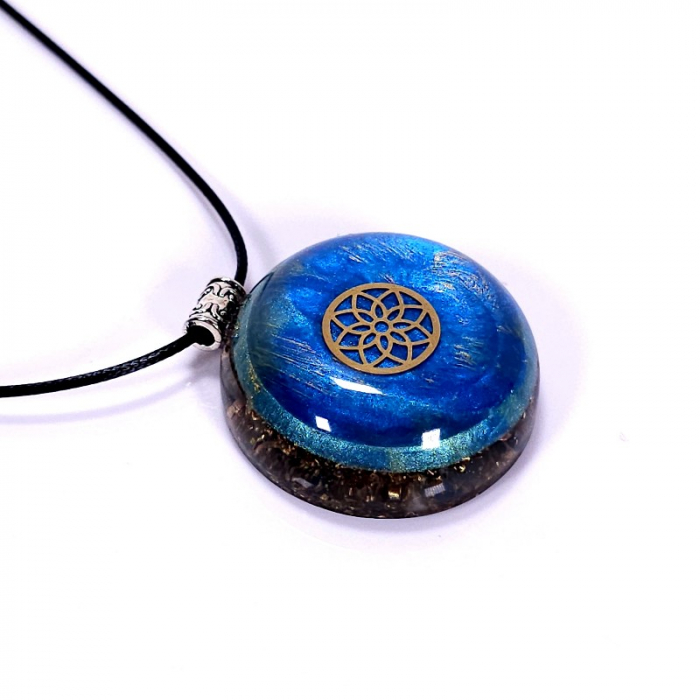 Medalion orgonic albastru cu mandala [3]