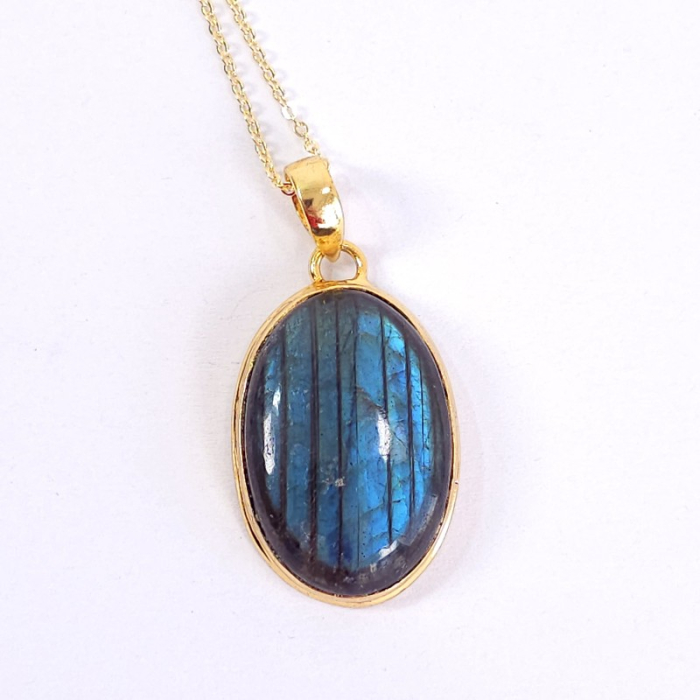 Medalion labradorit placat cu aur [6]