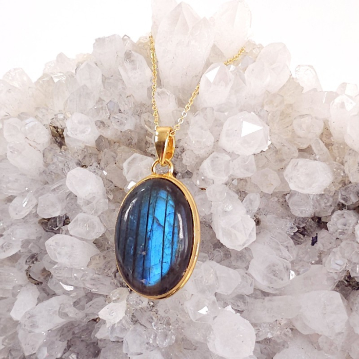 Medalion labradorit placat cu aur [9]