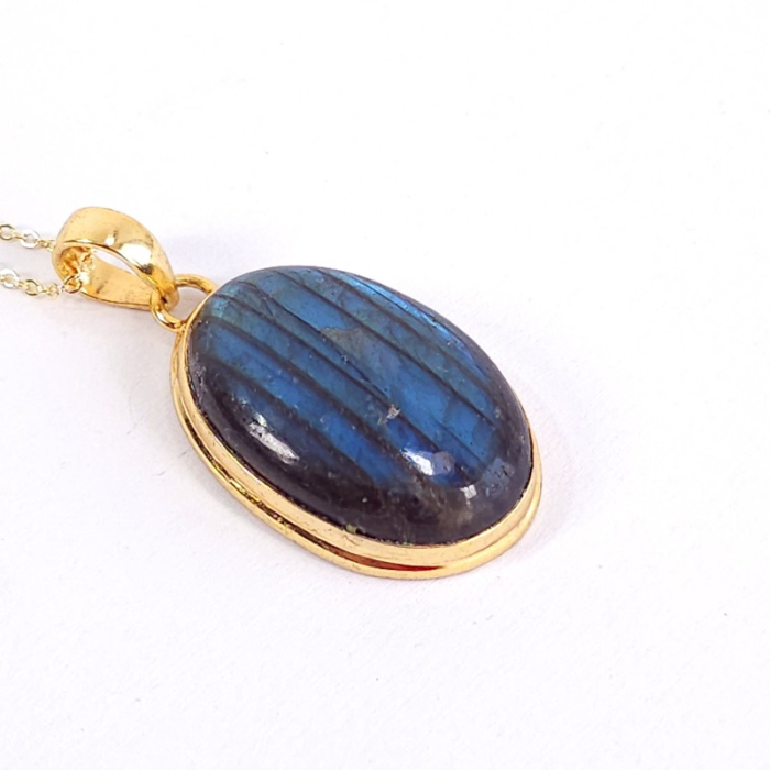 Medalion labradorit placat cu aur [1]