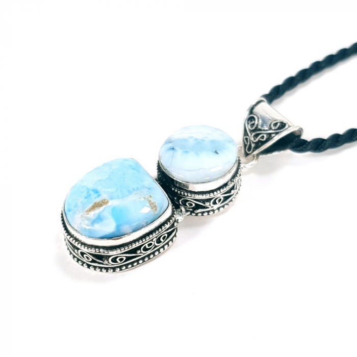 Pandantiv argintat cu piatra de larimar natural [2]