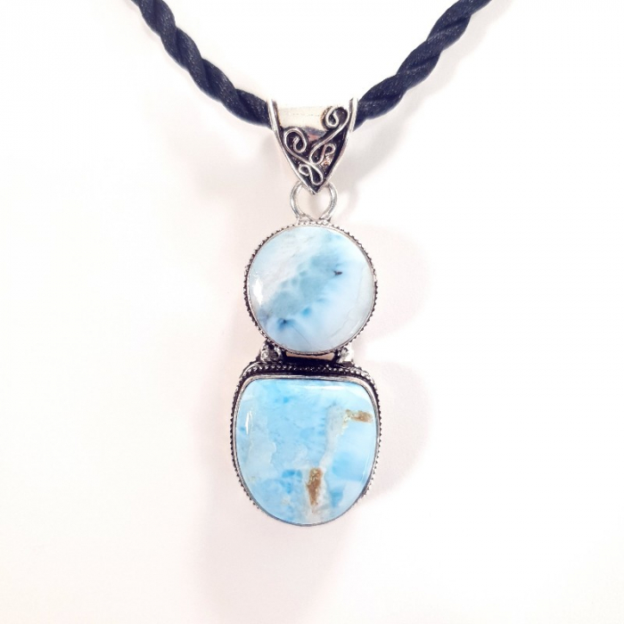 Pandantiv argintat cu piatra de larimar natural [3]