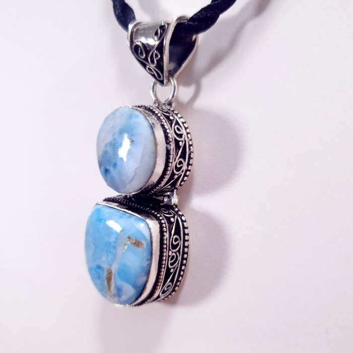 Pandantiv argintat cu piatra de larimar natural [5]
